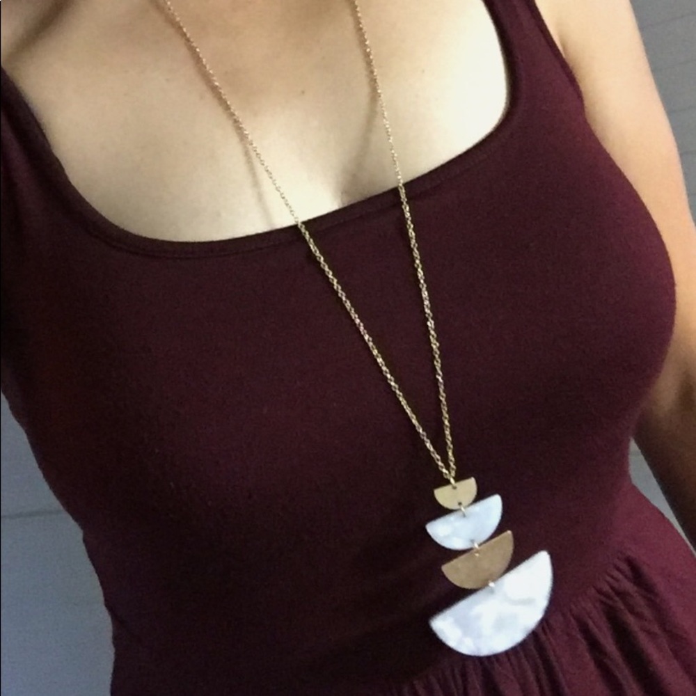 Geometric Long Gold Necklace